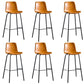 Faux Leather Dining Stools Low Back Bucket Bar Stools with Metal Legs Brown 6 Piece Set Clearhalo 'Bar Furniture' 'Bar Stools' 'bar_stools' 'furn' 'furn_bar_stools' 'Furniture' 'Kitchen & Dining Furniture' 7015490