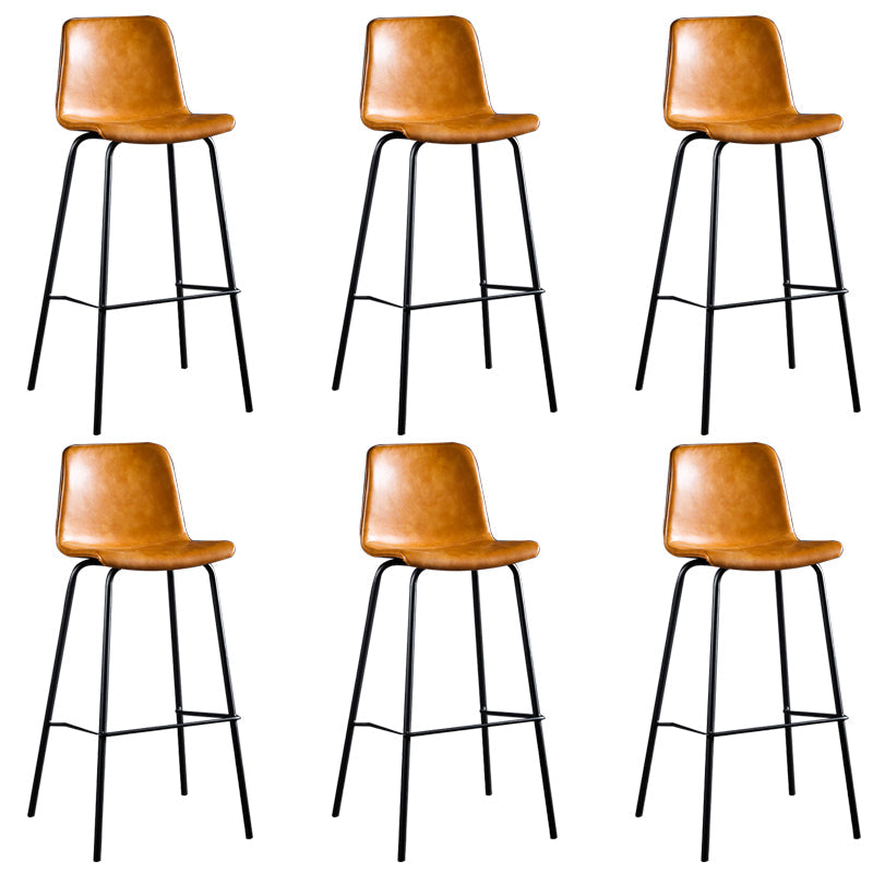 Faux Leather Dining Stools Low Back Bucket Bar Stools with Metal Legs Brown 6 Piece Set Clearhalo 'Bar Furniture' 'Bar Stools' 'bar_stools' 'furn' 'furn_bar_stools' 'Furniture' 'Kitchen & Dining Furniture' 7015490