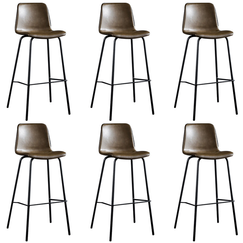 Faux Leather Dining Stools Low Back Bucket Bar Stools with Metal Legs Dark Brown 6 Piece Set Clearhalo 'Bar Furniture' 'Bar Stools' 'bar_stools' 'furn' 'furn_bar_stools' 'Furniture' 'Kitchen & Dining Furniture' 7015491