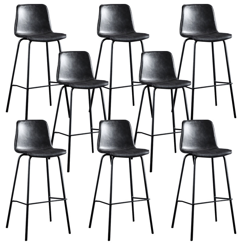 Faux Leather Dining Stools Low Back Bucket Bar Stools with Metal Legs Gray 8 Piece Set Clearhalo 'Bar Furniture' 'Bar Stools' 'bar_stools' 'furn' 'furn_bar_stools' 'Furniture' 'Kitchen & Dining Furniture' 7015492