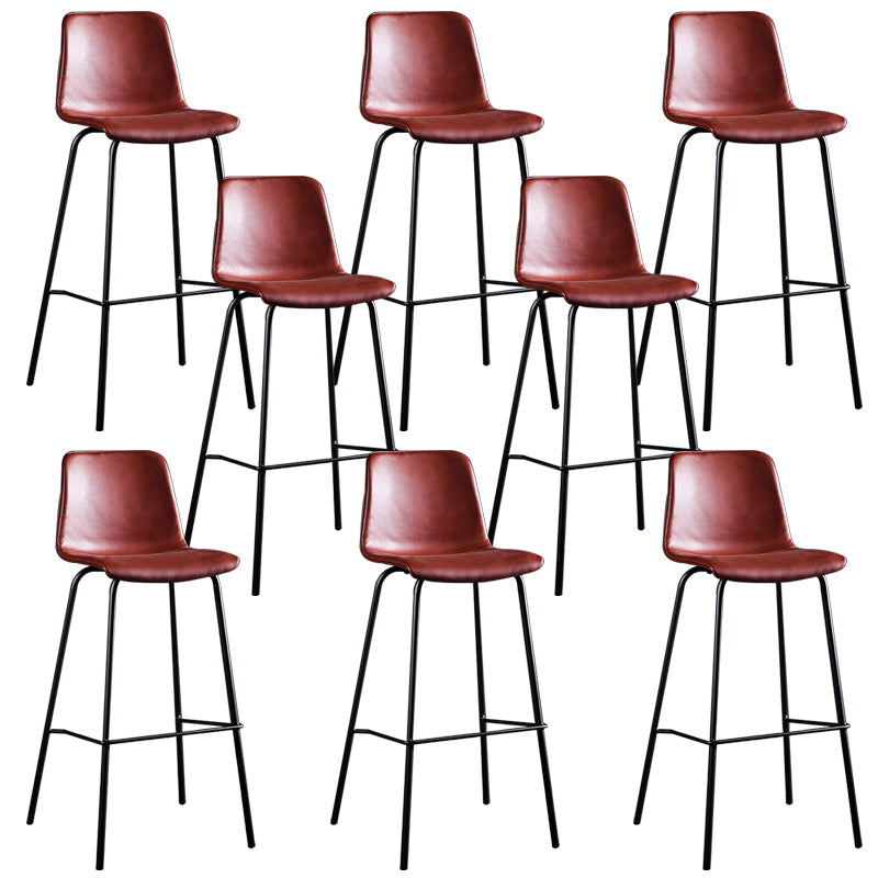 Faux Leather Dining Stools Low Back Bucket Bar Stools with Metal Legs Red 8 Piece Set Clearhalo 'Bar Furniture' 'Bar Stools' 'bar_stools' 'furn' 'furn_bar_stools' 'Furniture' 'Kitchen & Dining Furniture' 7015494