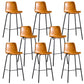Faux Leather Dining Stools Low Back Bucket Bar Stools with Metal Legs Brown 8 Piece Set Clearhalo 'Bar Furniture' 'Bar Stools' 'bar_stools' 'furn' 'furn_bar_stools' 'Furniture' 'Kitchen & Dining Furniture' 7015495