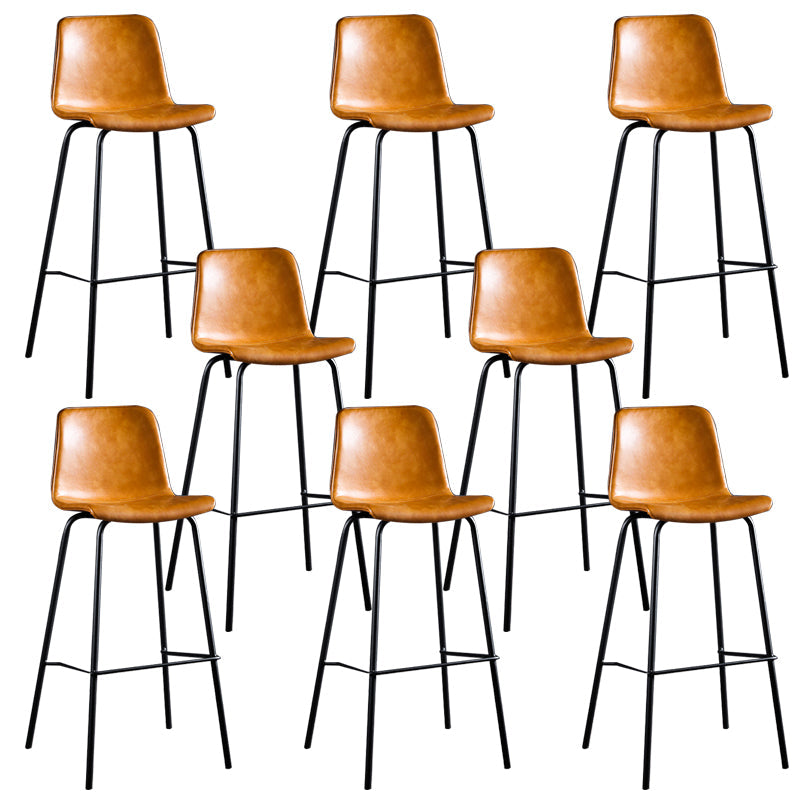 Faux Leather Dining Stools Low Back Bucket Bar Stools with Metal Legs Brown 8 Piece Set Clearhalo 'Bar Furniture' 'Bar Stools' 'bar_stools' 'furn' 'furn_bar_stools' 'Furniture' 'Kitchen & Dining Furniture' 7015495