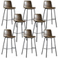 Faux Leather Dining Stools Low Back Bucket Bar Stools with Metal Legs Dark Brown 8 Piece Set Clearhalo 'Bar Furniture' 'Bar Stools' 'bar_stools' 'furn' 'furn_bar_stools' 'Furniture' 'Kitchen & Dining Furniture' 7015496