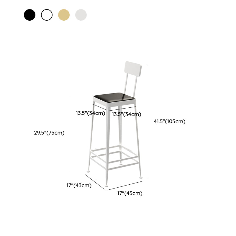 Sgabelli da bar quadrato in finta pelle in pelle con base di metallo