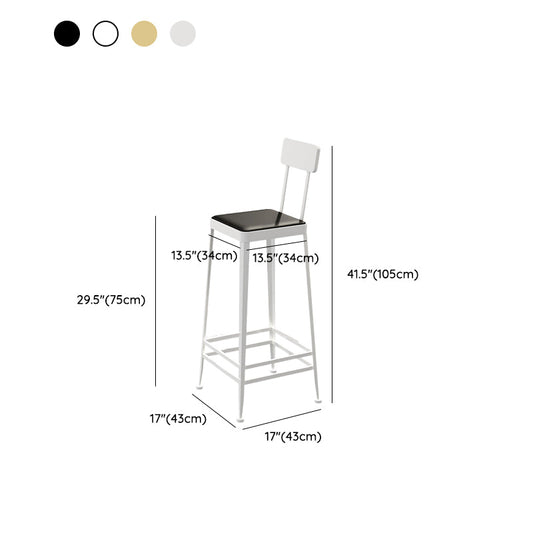 Faux Leather Dining Stools Square Bar Stools with Metal Base