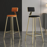 Low Back Upholstered Dining Stools Round Bar Stools with Footrest