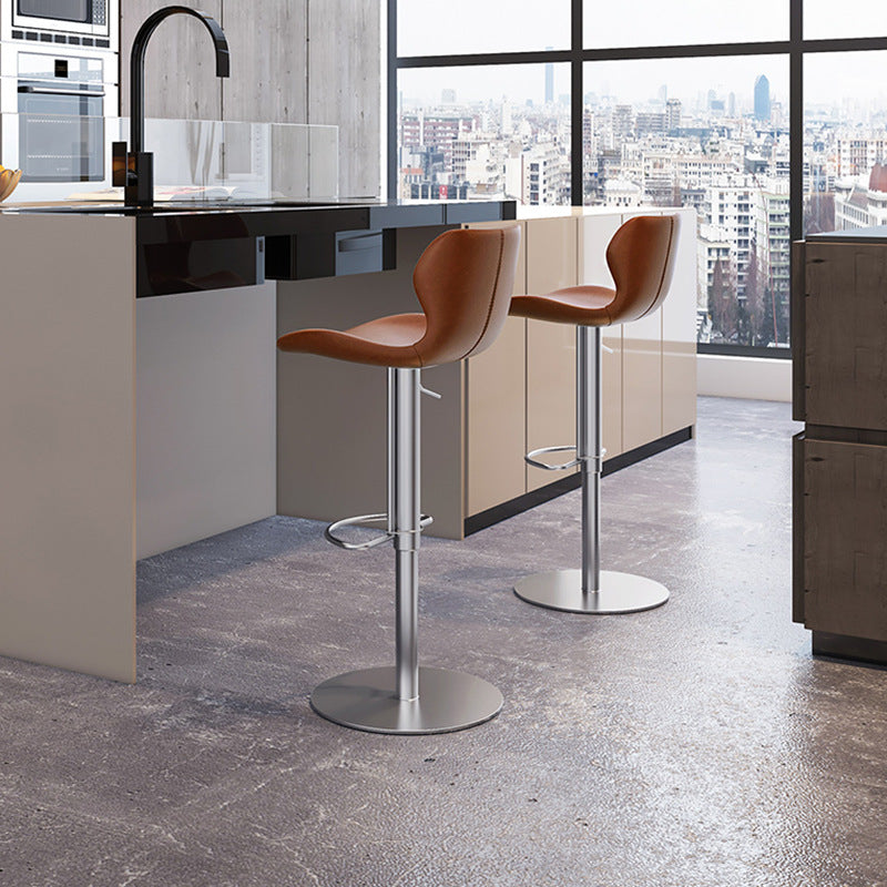 Modern Faux Leather Barstools Adjustable Height Swivel Barstools Clearhalo 'Bar Furniture' 'Bar Stools' 'bar_stools' 'furn' 'furn_bar_stools' 'Furniture' 'Kitchen & Dining Furniture' 7015584
