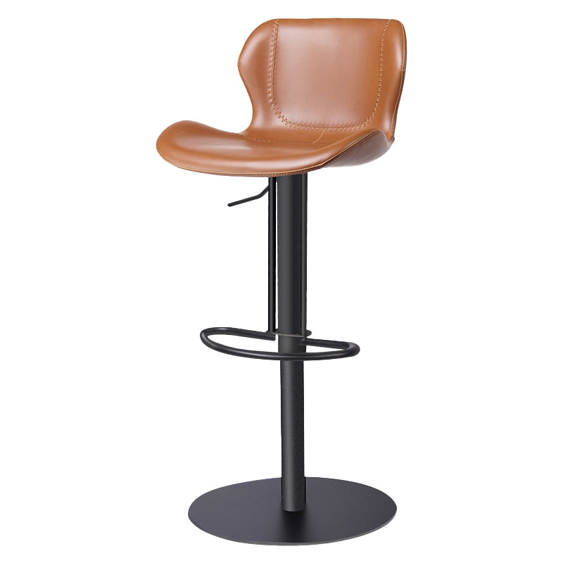 Modern Faux Leather Barstools Adjustable Height Swivel Barstools Black Brown 1 Piece Clearhalo 'Bar Furniture' 'Bar Stools' 'bar_stools' 'furn' 'furn_bar_stools' 'Furniture' 'Kitchen & Dining Furniture' 7015586