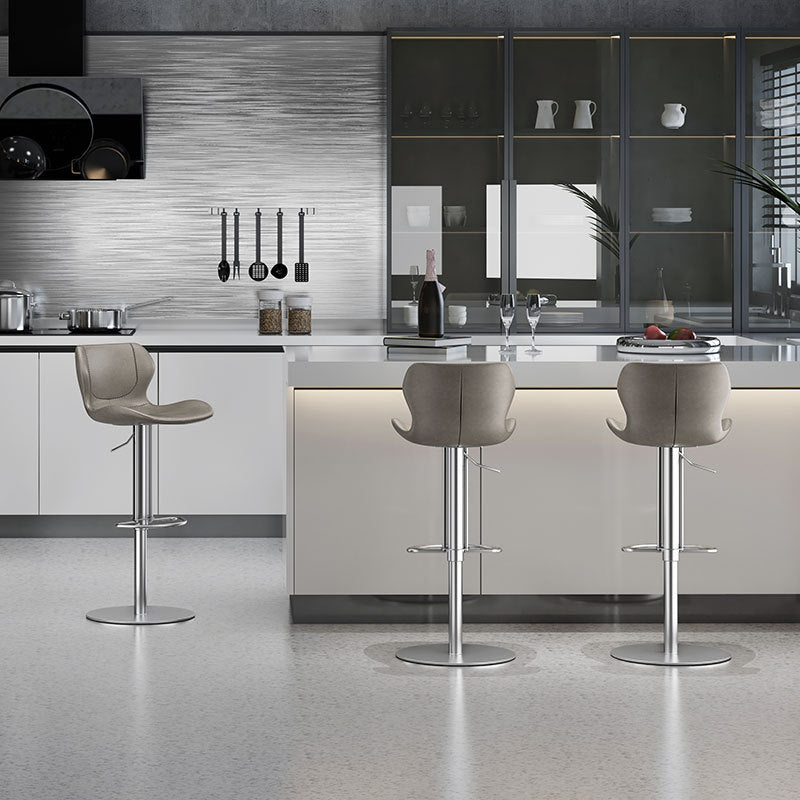 Modern Faux Leather Barstools Adjustable Height Swivel Barstools Clearhalo 'Bar Furniture' 'Bar Stools' 'bar_stools' 'furn' 'furn_bar_stools' 'Furniture' 'Kitchen & Dining Furniture' 7015588