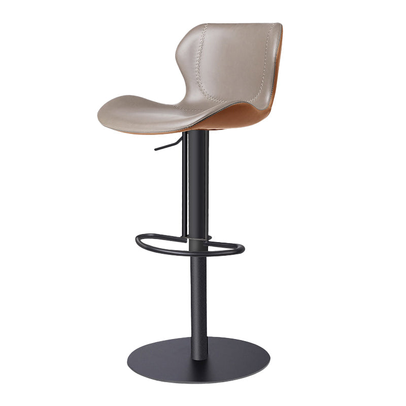 Modern Faux Leather Barstools Adjustable Height Swivel Barstools Black Gray Orange 1 Piece Clearhalo 'Bar Furniture' 'Bar Stools' 'bar_stools' 'furn' 'furn_bar_stools' 'Furniture' 'Kitchen & Dining Furniture' 7015590