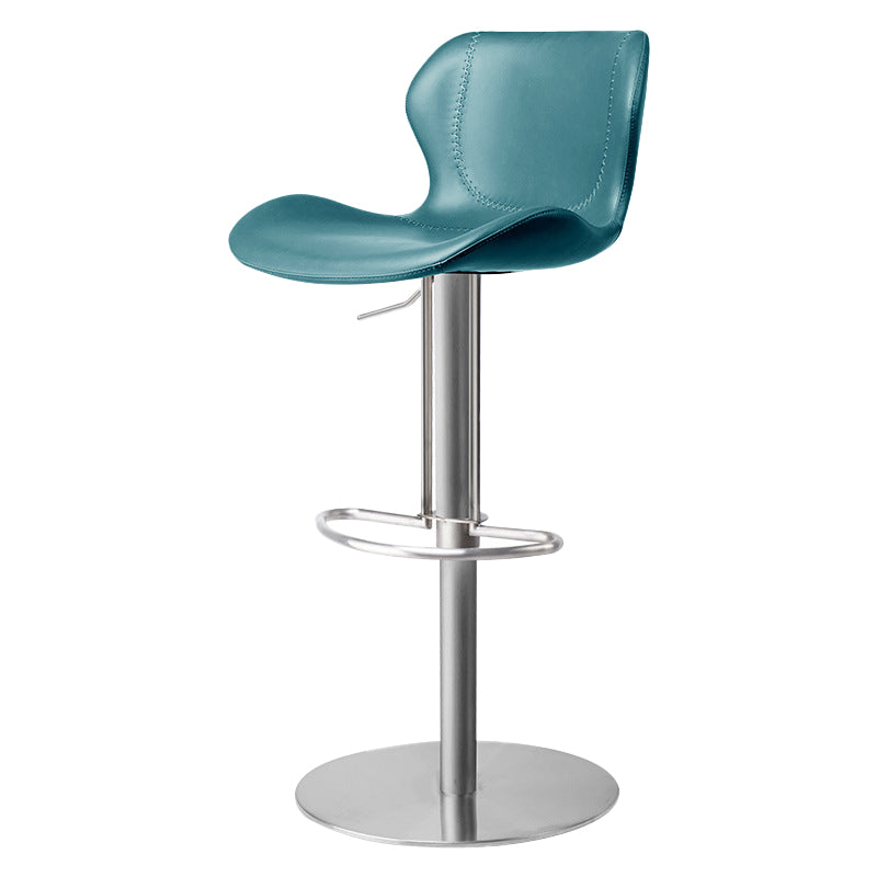 Modern Faux Leather Barstools Adjustable Height Swivel Barstools Silver Blue 1 Piece Clearhalo 'Bar Furniture' 'Bar Stools' 'bar_stools' 'furn' 'furn_bar_stools' 'Furniture' 'Kitchen & Dining Furniture' 7015592