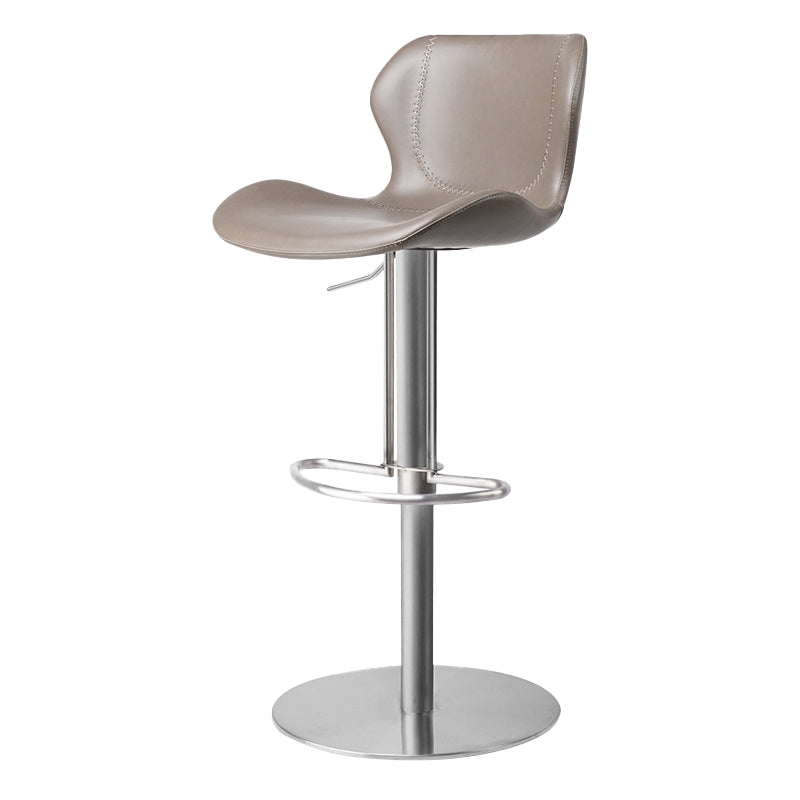 Modern Faux Leather Barstools Adjustable Height Swivel Barstools Silver Gray 1 Piece Clearhalo 'Bar Furniture' 'Bar Stools' 'bar_stools' 'furn' 'furn_bar_stools' 'Furniture' 'Kitchen & Dining Furniture' 7015598