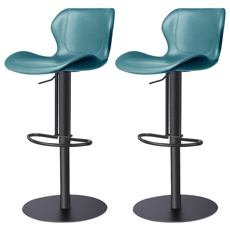 Modern Faux Leather Barstools Adjustable Height Swivel Barstools Black Blue 2 Piece Set Clearhalo 'Bar Furniture' 'Bar Stools' 'bar_stools' 'furn' 'furn_bar_stools' 'Furniture' 'Kitchen & Dining Furniture' 7015600