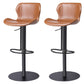 Modern Faux Leather Barstools Adjustable Height Swivel Barstools Black Brown 2 Piece Set Clearhalo 'Bar Furniture' 'Bar Stools' 'bar_stools' 'furn' 'furn_bar_stools' 'Furniture' 'Kitchen & Dining Furniture' 7015603