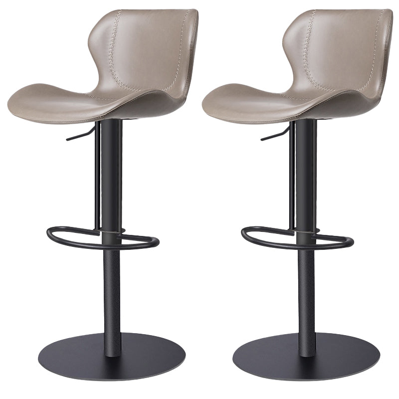 Modern Faux Leather Barstools Adjustable Height Swivel Barstools Black Gray 2 Piece Set Clearhalo 'Bar Furniture' 'Bar Stools' 'bar_stools' 'furn' 'furn_bar_stools' 'Furniture' 'Kitchen & Dining Furniture' 7015604