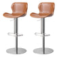 Modern Faux Leather Barstools Adjustable Height Swivel Barstools Silver Brown 2 Piece Set Clearhalo 'Bar Furniture' 'Bar Stools' 'bar_stools' 'furn' 'furn_bar_stools' 'Furniture' 'Kitchen & Dining Furniture' 7015608