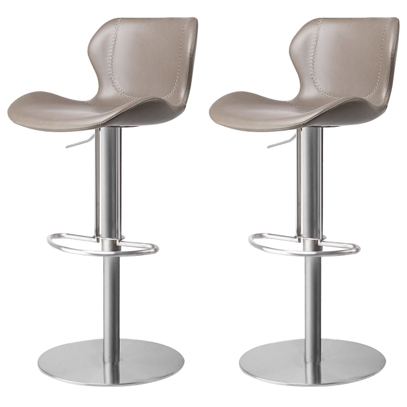 Modern Faux Leather Barstools Adjustable Height Swivel Barstools Silver Gray 2 Piece Set Clearhalo 'Bar Furniture' 'Bar Stools' 'bar_stools' 'furn' 'furn_bar_stools' 'Furniture' 'Kitchen & Dining Furniture' 7015609