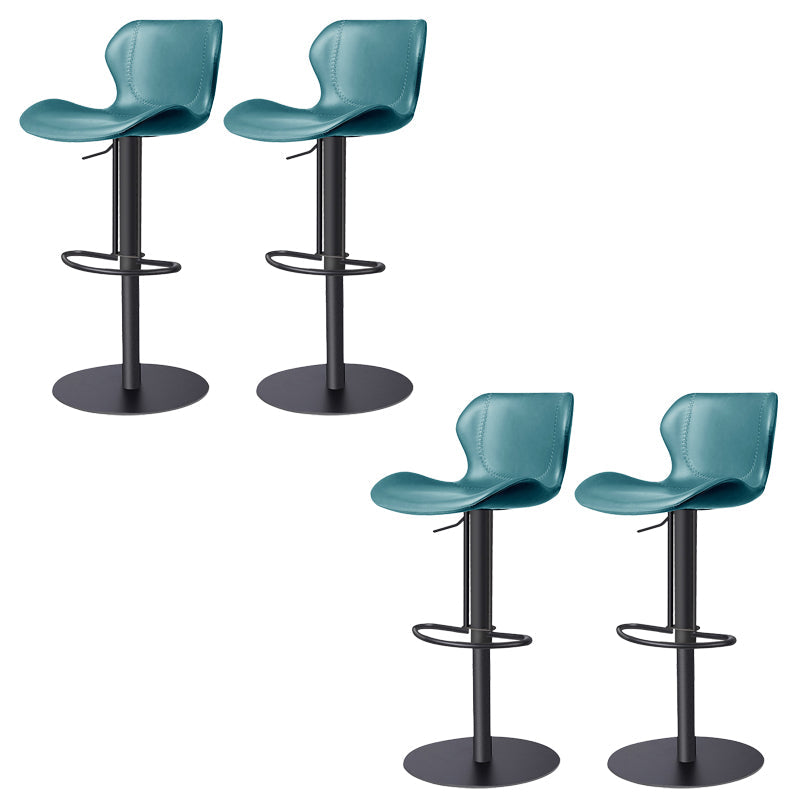 Modern Faux Leather Barstools Adjustable Height Swivel Barstools Black Blue 4 Piece Set Clearhalo 'Bar Furniture' 'Bar Stools' 'bar_stools' 'furn' 'furn_bar_stools' 'Furniture' 'Kitchen & Dining Furniture' 7015610