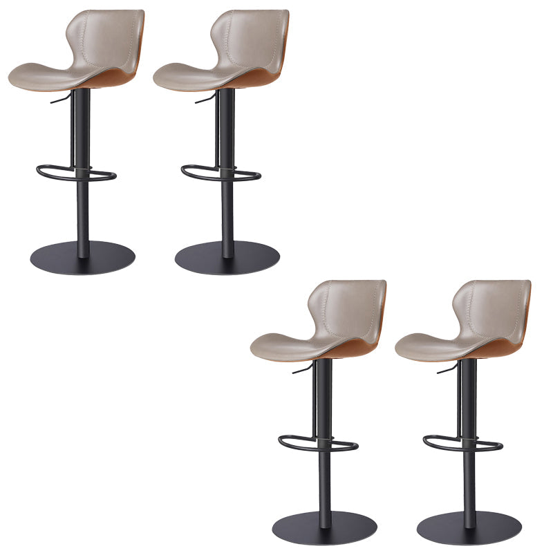 Modern Faux Leather Barstools Adjustable Height Swivel Barstools Black Gray Orange 4 Piece Set Clearhalo 'Bar Furniture' 'Bar Stools' 'bar_stools' 'furn' 'furn_bar_stools' 'Furniture' 'Kitchen & Dining Furniture' 7015613