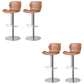 Modern Faux Leather Barstools Adjustable Height Swivel Barstools Silver Brown 4 Piece Set Clearhalo 'Bar Furniture' 'Bar Stools' 'bar_stools' 'furn' 'furn_bar_stools' 'Furniture' 'Kitchen & Dining Furniture' 7015616