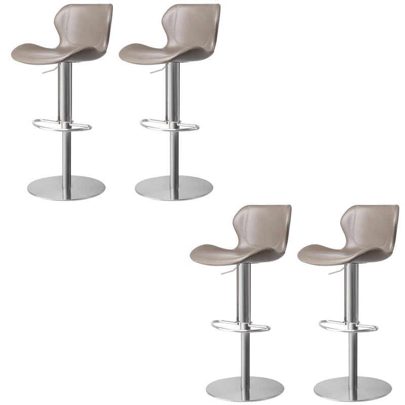 Modern Faux Leather Barstools Adjustable Height Swivel Barstools Silver Gray 4 Piece Set Clearhalo 'Bar Furniture' 'Bar Stools' 'bar_stools' 'furn' 'furn_bar_stools' 'Furniture' 'Kitchen & Dining Furniture' 7015617