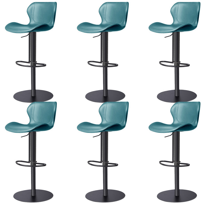 Modern Faux Leather Barstools Adjustable Height Swivel Barstools Black Blue 6 Piece Set Clearhalo 'Bar Furniture' 'Bar Stools' 'bar_stools' 'furn' 'furn_bar_stools' 'Furniture' 'Kitchen & Dining Furniture' 7015618