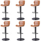 Modern Faux Leather Barstools Adjustable Height Swivel Barstools Black Brown 6 Piece Set Clearhalo 'Bar Furniture' 'Bar Stools' 'bar_stools' 'furn' 'furn_bar_stools' 'Furniture' 'Kitchen & Dining Furniture' 7015619