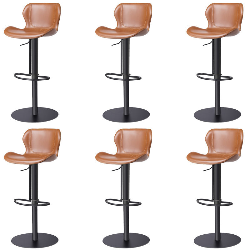 Modern Faux Leather Barstools Adjustable Height Swivel Barstools Black Brown 6 Piece Set Clearhalo 'Bar Furniture' 'Bar Stools' 'bar_stools' 'furn' 'furn_bar_stools' 'Furniture' 'Kitchen & Dining Furniture' 7015619