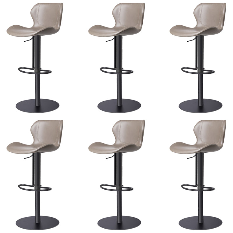 Modern Faux Leather Barstools Adjustable Height Swivel Barstools Black Gray 6 Piece Set Clearhalo 'Bar Furniture' 'Bar Stools' 'bar_stools' 'furn' 'furn_bar_stools' 'Furniture' 'Kitchen & Dining Furniture' 7015620