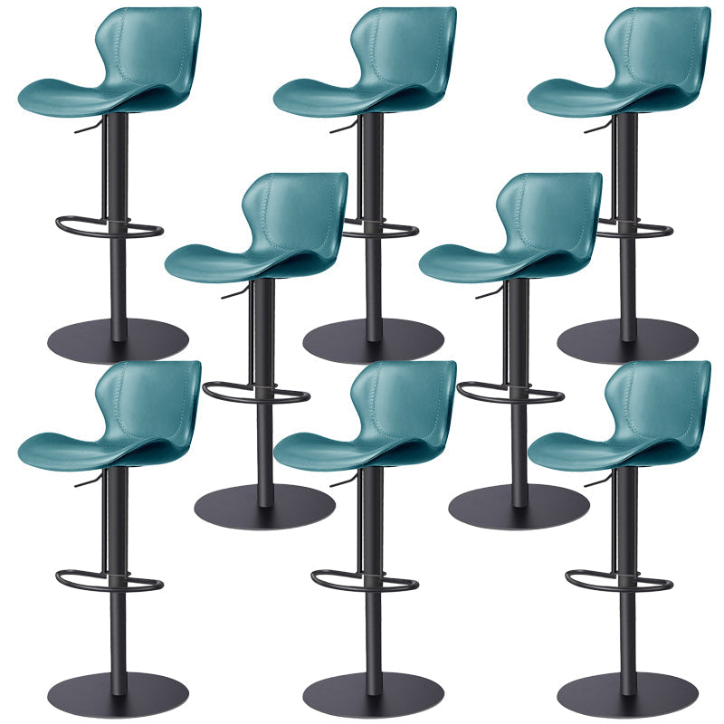 Modern Faux Leather Barstools Adjustable Height Swivel Barstools Black Blue 8 Piece Set Clearhalo 'Bar Furniture' 'Bar Stools' 'bar_stools' 'furn' 'furn_bar_stools' 'Furniture' 'Kitchen & Dining Furniture' 7015626