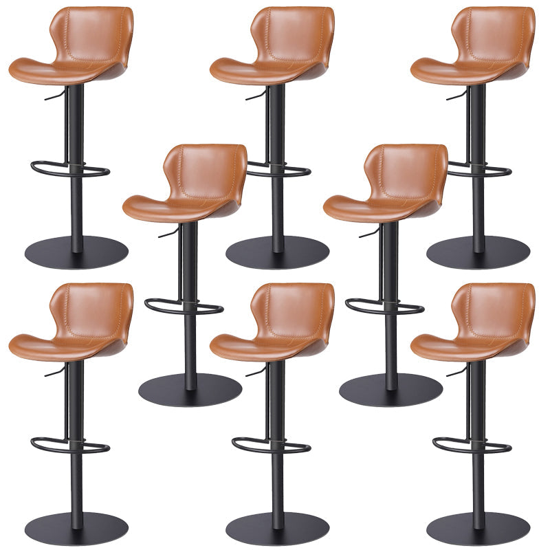 Modern Faux Leather Barstools Adjustable Height Swivel Barstools Black Brown 8 Piece Set Clearhalo 'Bar Furniture' 'Bar Stools' 'bar_stools' 'furn' 'furn_bar_stools' 'Furniture' 'Kitchen & Dining Furniture' 7015627