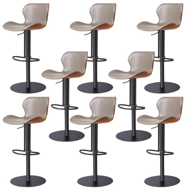 Modern Faux Leather Barstools Adjustable Height Swivel Barstools Black Gray Orange 8 Piece Set Clearhalo 'Bar Furniture' 'Bar Stools' 'bar_stools' 'furn' 'furn_bar_stools' 'Furniture' 'Kitchen & Dining Furniture' 7015629