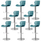 Modern Faux Leather Barstools Adjustable Height Swivel Barstools Silver Blue 8 Piece Set Clearhalo 'Bar Furniture' 'Bar Stools' 'bar_stools' 'furn' 'furn_bar_stools' 'Furniture' 'Kitchen & Dining Furniture' 7015630