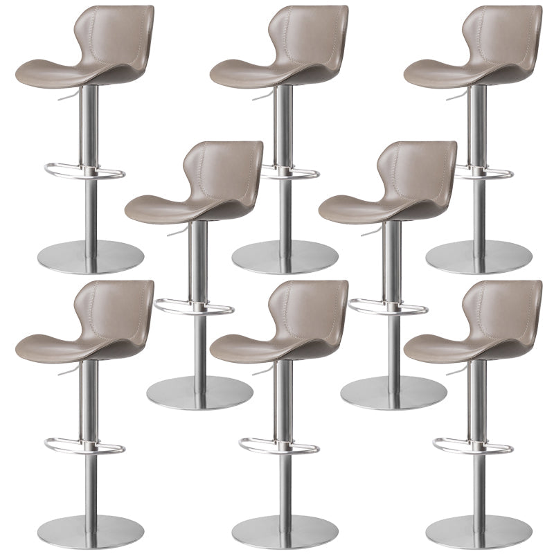 Modern Faux Leather Barstools Adjustable Height Swivel Barstools Silver Gray 8 Piece Set Clearhalo 'Bar Furniture' 'Bar Stools' 'bar_stools' 'furn' 'furn_bar_stools' 'Furniture' 'Kitchen & Dining Furniture' 7015633
