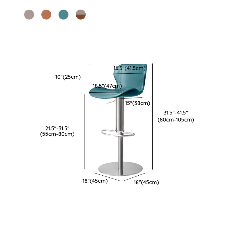 Modern Faux Leather Barstools Adjustable Height Swivel Barstools Clearhalo 'Bar Furniture' 'Bar Stools' 'bar_stools' 'furn' 'furn_bar_stools' 'Furniture' 'Kitchen & Dining Furniture' 7015634