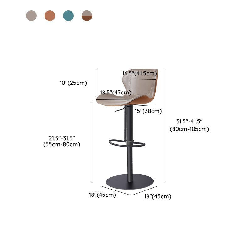 Modern Faux Leather Barstools Adjustable Height Swivel Barstools Clearhalo 'Bar Furniture' 'Bar Stools' 'bar_stools' 'furn' 'furn_bar_stools' 'Furniture' 'Kitchen & Dining Furniture' 7015635