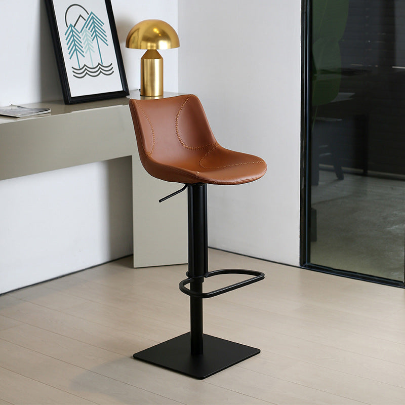 Sgabello da barre per barretta regolabile in pelle con base in metallo con base in metallo