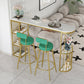 Glam Upholstered Dining Stools Round Bar Stools with Footrest