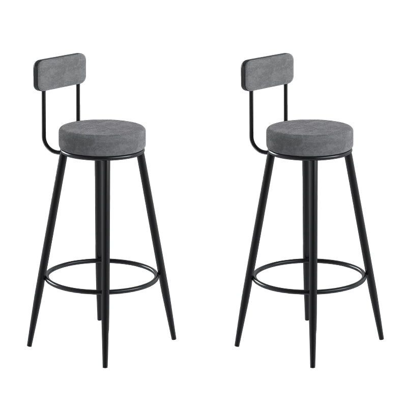 Glam Upholstered Dining Stools Round Bar Stools with Footrest