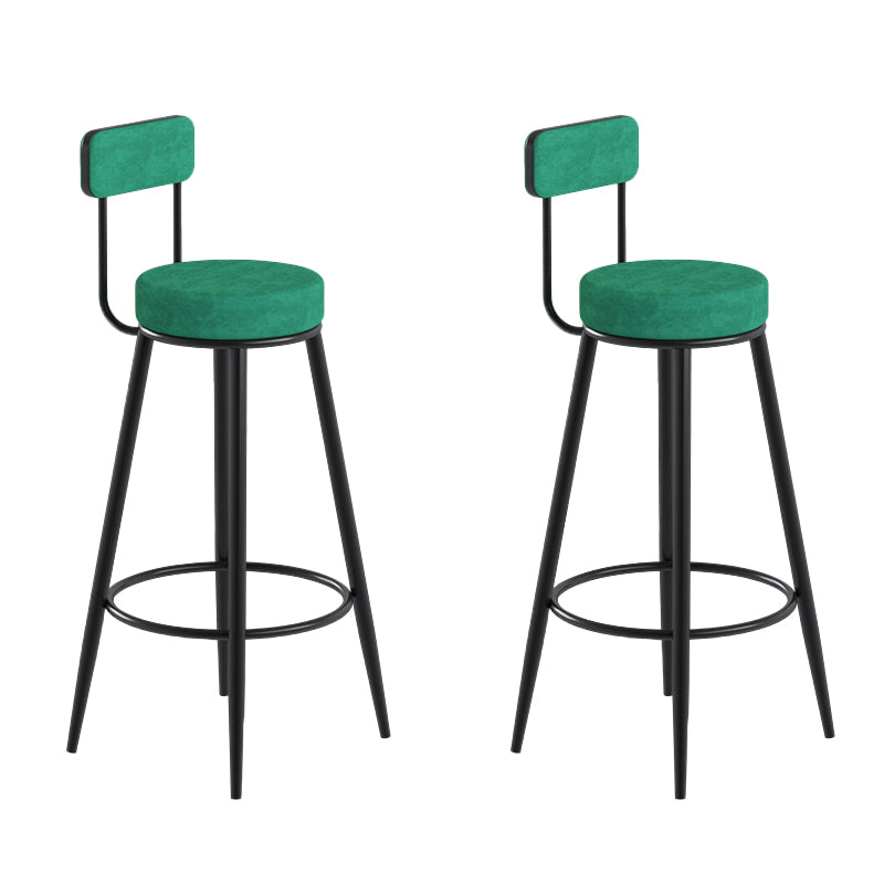 Glam Upholstered Dining Stools Round Bar Stools with Footrest