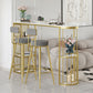 Glam Upholstered Dining Stools Round Bar Stools with Footrest