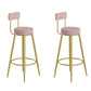 Glam Upholstered Dining Stools Round Bar Stools with Footrest