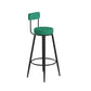 Glam Upholstered Dining Stools Round Bar Stools with Footrest