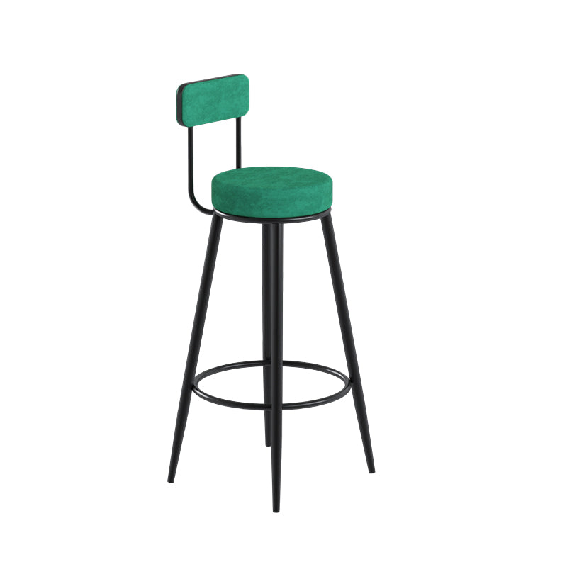 Glam Upholstered Dining Stools Round Bar Stools with Footrest