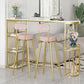 Glam Upholstered Dining Stools Round Bar Stools with Footrest