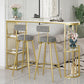 Glam Upholstered Dining Stools Round Bar Stools with Footrest