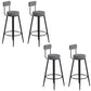 Glam Upholstered Dining Stools Round Bar Stools with Footrest