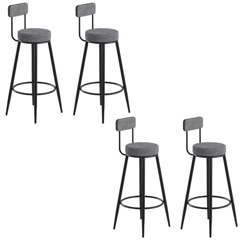 Glam Upholstered Dining Stools Round Bar Stools with Footrest