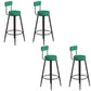 Glam Upholstered Dining Stools Round Bar Stools with Footrest